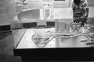 Model of a Foster and Partners plan for the West Kowloon reclamation, on display in the Cultural Centre foyer, 13 April 2002
