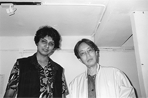 Writers Mani Rao and Jamilla Ismail at Para Site art space, Po Yan Street, 18 May 2002