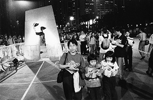 At the June 4th memorial rally, Victoria Park, 4 June 2002