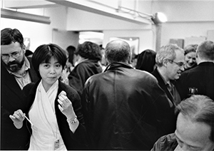 Hangzhou-based curator Wu Meichun at an exchange with MOMA New York, held at the Asia Art Archive, Hollywood Road, 16 November 2002