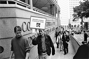 Anti-war protestors outside the  Consulate General of the United States, Garden Road, 15 February 2003