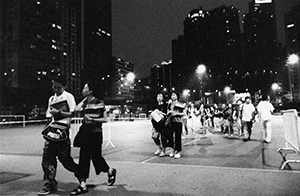 Participants arriving for the June Fourth memorial rally, Victoria Park, 4 June 2003