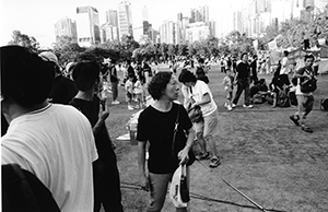Rallying in Victoria Park for a pro-democracy march from Causeway Bay to Central, 1 July 2003