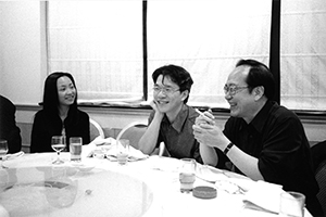 Leung Ping-kwan and other guests for a meal at Tai Wing Wah Restaurant, Yuen Long,  12 March 2004