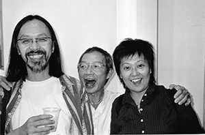 Guests at the opening of Suzy Cheung's ceramics show at Living Art Plus, Wellington Street, Central, 7 May 2004