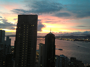 Sunset, viewed from Sheung Wan, 6 July 2013