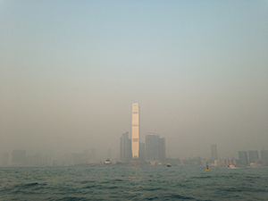 View of ICC and Victoria Harbour, 25 December 2013