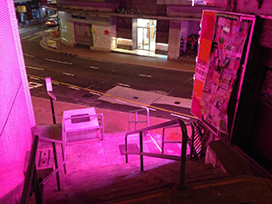 Street scene at night, Queen's Road Central, Hong Kong Island, 28 December 2013