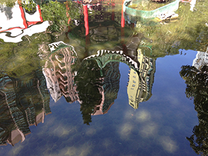 Pond with reflections, Hollywood Road Park, Sheung Wan, Hong Kong Island, 20 February 2014