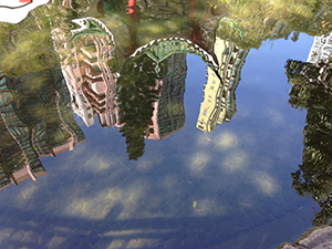 Pond with reflections, Hollywood Road Park, Sheung Wan, Hong Kong Island, 20 February 2014