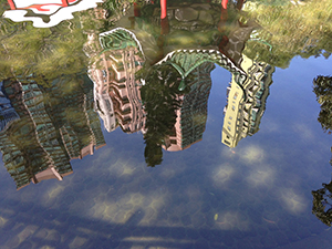 Pond with reflections, Hollywood Road Park, Hong Kong Island, 20 February 2014