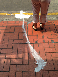 White paint spilled on the ground, Sheung Wan, 20 March 2014