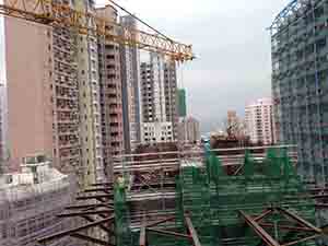 Building under construction on the HKU campus in connection with the opening of an MTR station for the university, 7 April 2014