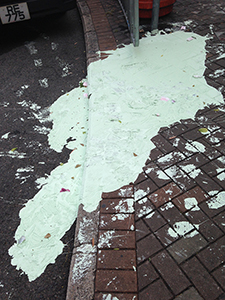 White paint spilled on the street, Sheung Wan, Hong Kong Island, 18 April 2014