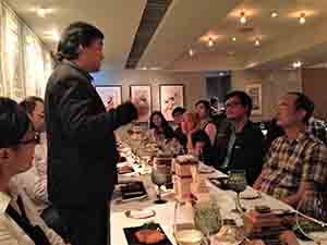 Song Dong, at a dinner in Duddell's following an exhibition opening, Central, 7 October 2015