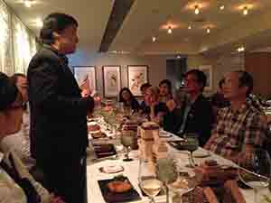 Song Dong, at a dinner in Duddell's following an exhibition opening, Central, 7 October 2015