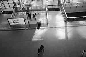 Shadows on the ground, check-in level of the Hong Kong Island Airport Express station, Central, 22 October 2016