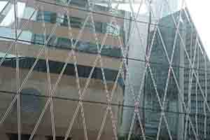 Refllection of buildings on windows, Exchange Square, Central, 23 October 2016