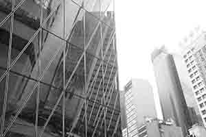 Refllection of buildings on windows, Exchange Square, Central, 23 October 2016