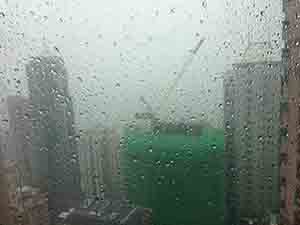 Rain drops on a window, Sheung Wan, 21 October 2016
