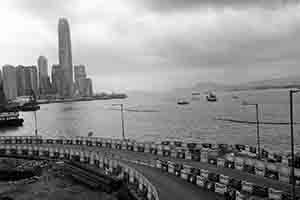 View of Victoria Harbour with Wanchai harbourfront reclamation site, 2 October 2016