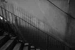 Shadow of railings on a wall near First Street, Sai Ying Pun, 17 November 2016