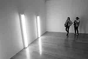 Artwork by Dan Flavin in a Minimalist art exhibition, Gagosian Hong Kong, 25 November 2016