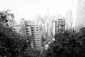Construction site surrounded by buildings, a view from Bowen Road, 6 November 2016