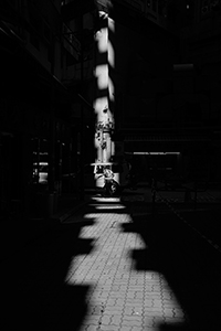 Light between tall buildings, Ko Shing Street, Sheung Wan, 2 November 2016