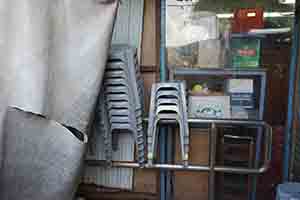 Plastic stools in Fat Kee Restaurant, Po Toi O Village, 11 December 2016