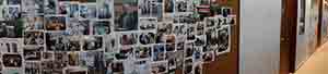 Noticeboard in the Department of Fine Arts, Run Run Shaw Tower, HKU, with photos of David Clarke's retirement party, 16 December 2016
