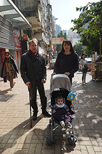 Gerard Henry with his daughter and grandson, Tin Hau, 18 December 2016