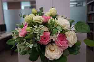 Flowers presented to David Clarke at his retirement party, Resource Centre, Department of Fine Arts, HKU, 2 December 2016