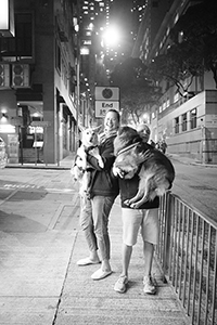Friends with their dogs, Po Yan Street, Tai Ping Shan, 17 January 2017
