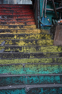Rainbow colouring on steps off Queen's Road Central, 20 January 2017