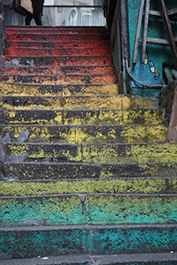 Rainbow colours painted on steps off Queen's Road Central, Sheung Wan, 20 January 2017