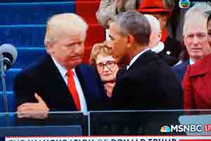 Donald Trump and Barack Obama: television broadcast of the former's inauguration, 21 January 2017