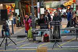 Lunar new year street music performance, Sai Yeung Choi Street pedestrian zone, Mongkok, 28 January 2017