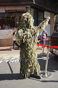 People dressed as soldiers at a street fair, Morrison Street, Sheung Wan, 1 January 2017
