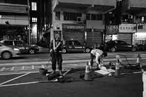 Road work at night, Des Voeux Road West, Sai Ying Pun, 13 February 2017