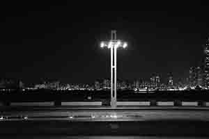 Sun Yat Sen Memorial Park at night with Kowloon in the distance, Sai Ying Pun, 13 February 2017