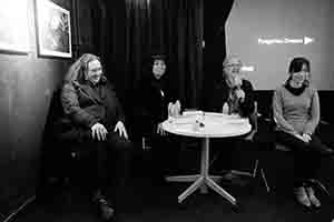 Members of German music group Tangerine Dream, at the presentation of a documentary film about the group, Black Box Studio, Goethe-Institut Hongkong, Hong Kong Arts Centre, 23 February 2017