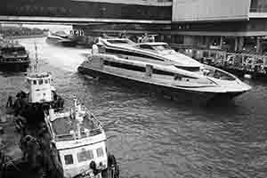 Ferry leaving the Hong Kong Macau Ferry Terminal, Sheung Wan, 25 February 2017