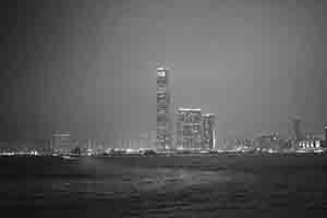 Victoria Harbour and Kowloon at night viewed from Hong Kong Island, 8 February 2017