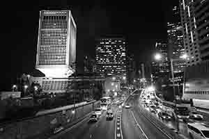Night view of People's Liberation Army headquarters, Harcourt Road, Admiralty, 3 March 2017