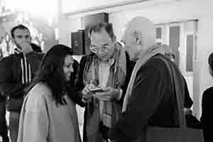 Suhanya Raffel and Tobias Berger, at the opening of an exhibition, Para Site art space, King's Road, Quarry Bay, 17 March 2017