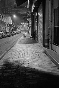 Night scene of closed shops, Sheung Wan, 18 March 2017