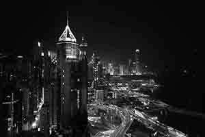 Night view from a roof terrace of the Excelsior Hotel, Causeway Bay, looking towards Central, Hong Kong island, 27 March 2017