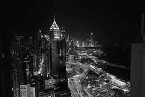 Night view from a roof terrace of the Excelsior Hotel, Causeway Bay, looking towards Central, Hong Kong Island, 27 March 2017