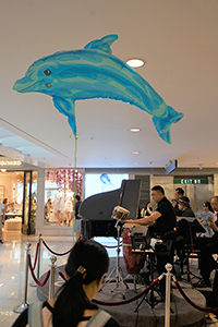 A blue dolphin and a jazz band, IFC Mall, Central, 9 April 2017